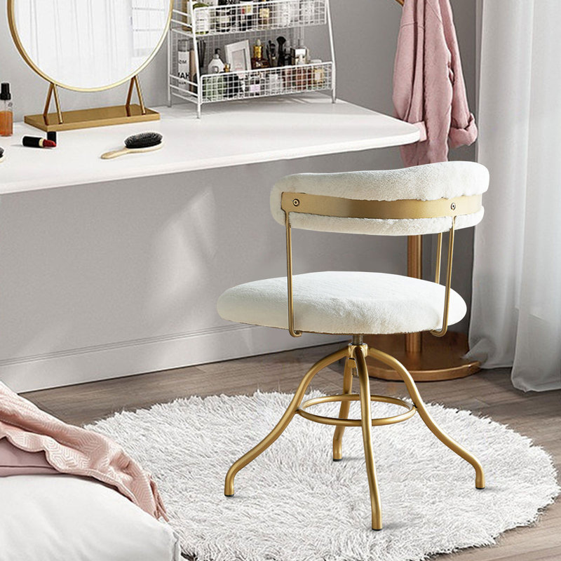 Mercer41 Strathern Iron Base Swivel Makeup Stool With Comfort